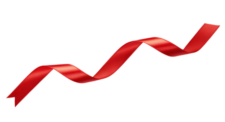 Wavy red ribbon floating against a clean black background in artistic composition