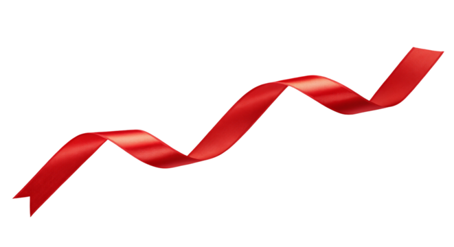 Wavy red ribbon floating against a clean black background in artistic composition