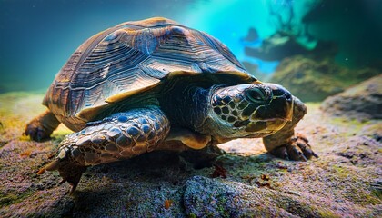 Obraz premium explore a unique ancient turtle in a vibrant fantasy world