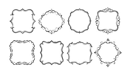 Fototapeta premium Decorative frames borders vector design ornate elegant vintage flourish collection