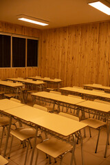 vertical image of classroom at evening