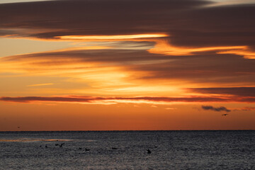 Magellan Strait sunrise over sea