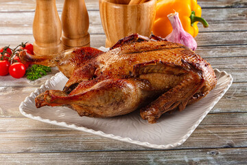 Baked with spices whole duck
