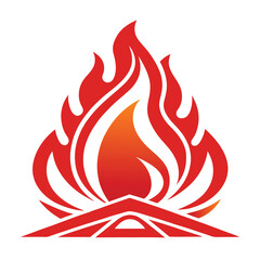 Minimalist Campfire Symbol Bonfire Flame Icon - Outdoor Survival & Adventure Vector









