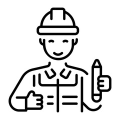 A linear style icon representing construction engineer