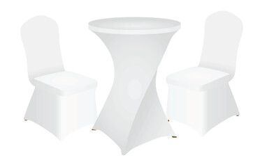 Round table and chairs covered. vector illustration