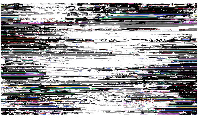 Glitchy noisy background texture with distorted VHS screen pixel overlay effect. Vector illustration of retro grunge dither noise design for abstract digital TV glitch art, vintage static