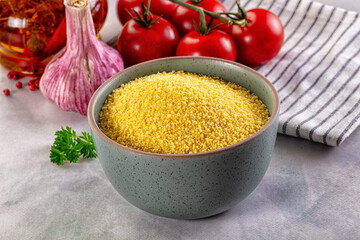 Vegan cuisine - raw dry couscous