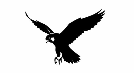 Fototapeta premium Striking Silhouette of a Falcon in Flight with Wings Spread.