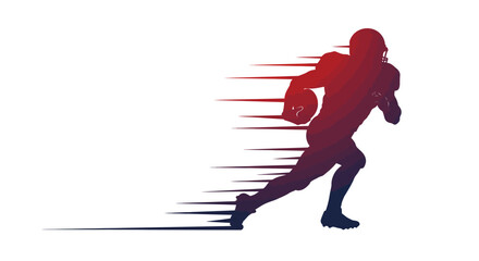 Fototapeta premium Dynamic American Football Player Silhouette with Speed Lines.