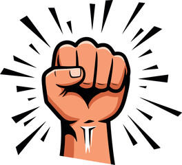 Raised fist symbol of power and resistance