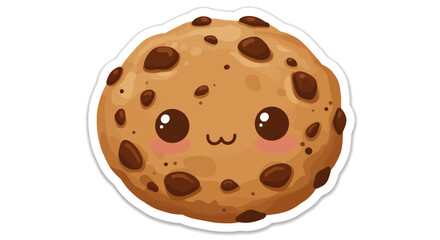 Cute Cartoon Chocolate Chip Cookie with Kawaii Face.