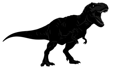 Fototapeta premium Black Tyrannosaurus Rex with Open Mouth Illustration.