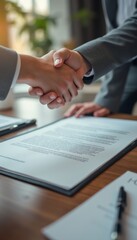 Obraz premium Business handshake over contract