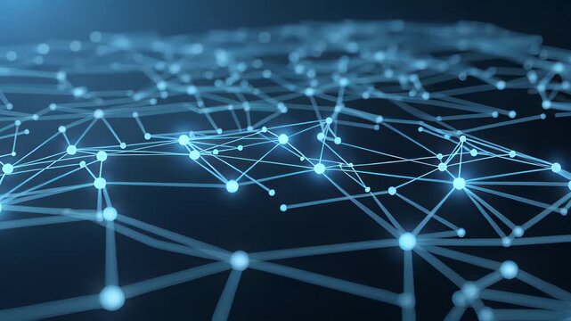 Glowing Blue Lines Showcase a Dynamic Network of Connections in Advanced Technology Setup