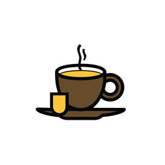 Black tea cup icon with elegant design elements