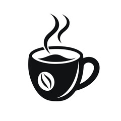 Simple coffee cup silhouette icon on white background