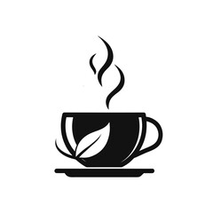 Herbal tea cup silhouette icon set