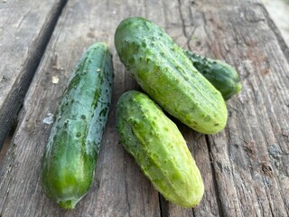 cucumbers on a wooden table