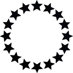 Black star circle border festive decorative frame