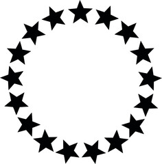 Black star circle frame