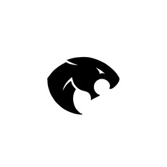 silhouette of a black panther, hand drawing logo vector
