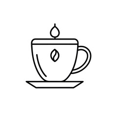 Outline tea cup icon with white background