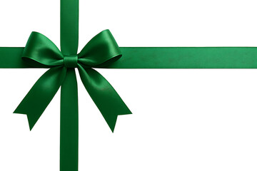 Green gift bow isolated on transparent background
