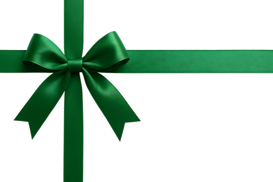 Green gift bow isolated on transparent background - Powered by Adobe