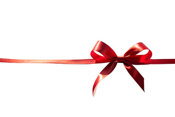 Elegant red satin ribbon bow isolated on transparent background, perfect for adding a touch of festive cheer to any gift or decoration
