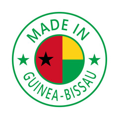 Guinea-Bissau	 Made in Stamp in circle with flag Vector template on white background