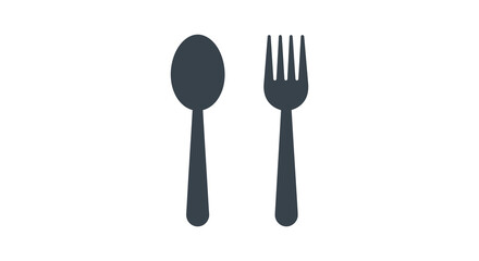 Simple illustration of a spoon and fork on a white background