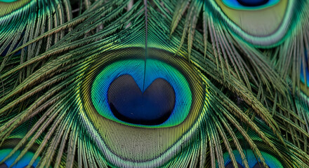 Obraz premium Close up on vibrant peacock feathers pattern