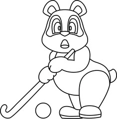 Panda Field hockey Field hockey stick Animal Vector Graphic Art Illustration