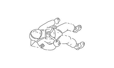 Astronaut in Space Suit Line Drawing