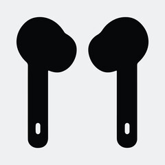 Silhouette wireless earbuds minimalist icon clean modern design vector illustration
