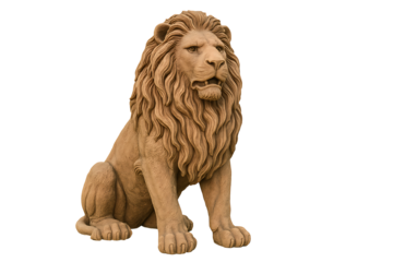 Lion sand sculpture isolated on transparent background