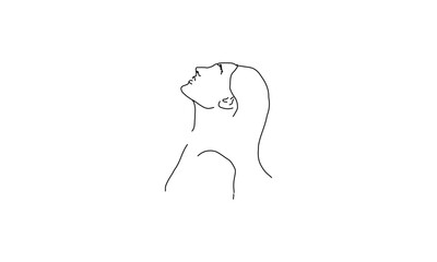 Minimalist Line Drawing of a Woman Looking Up
