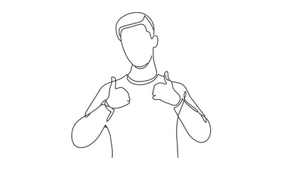 Continuous Line Drawing of a Person Giving Thumbs Up