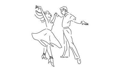 Dancing Couple Line Art

