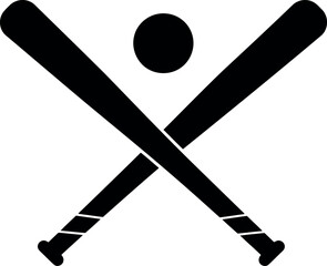 Baseball bats and ball crossed silhouette icon