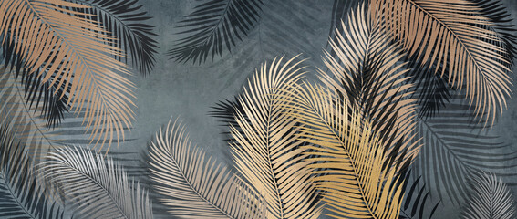 Mural wallpaper. Vintage tropical background with leaves © александр Бужореан