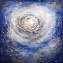 Abstract painting of swirling sky, possibly representing a vortex or celestial event. Suitable for spirituality or art prints