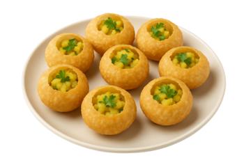 Pani puri serving isolated on transparent background