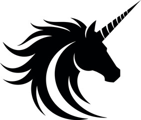 Black unicorn silhouette head mythical creature logo