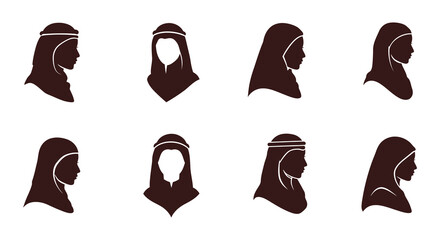 Silhouettes of Middle Eastern Women Wearing Hijabs in Various Styles