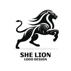 She Lion Vector Logo Design