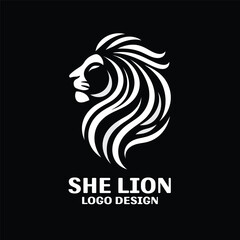 She Lion Vector Logo Design