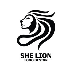 She Lion Vector Logo Design