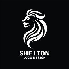 She Lion Vector Logo Design